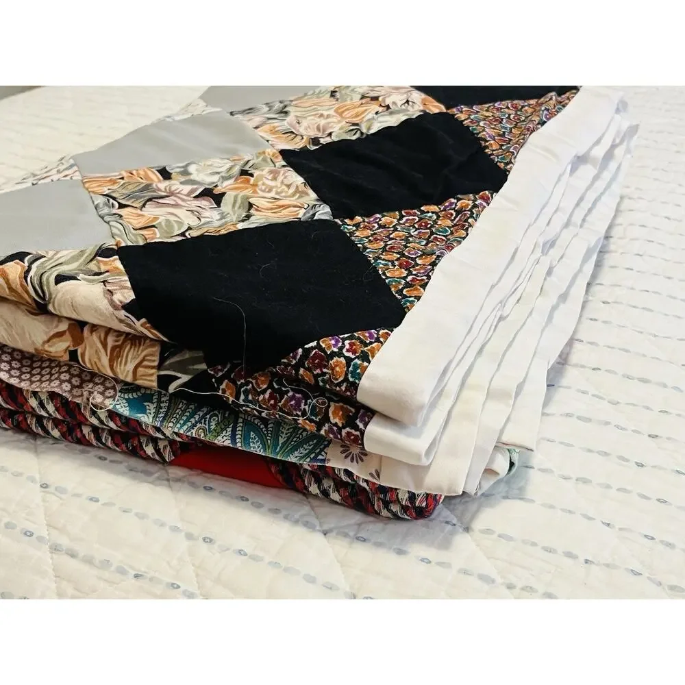 Vintage Handmade Patchwork Double Sided Quilt 84 x 69